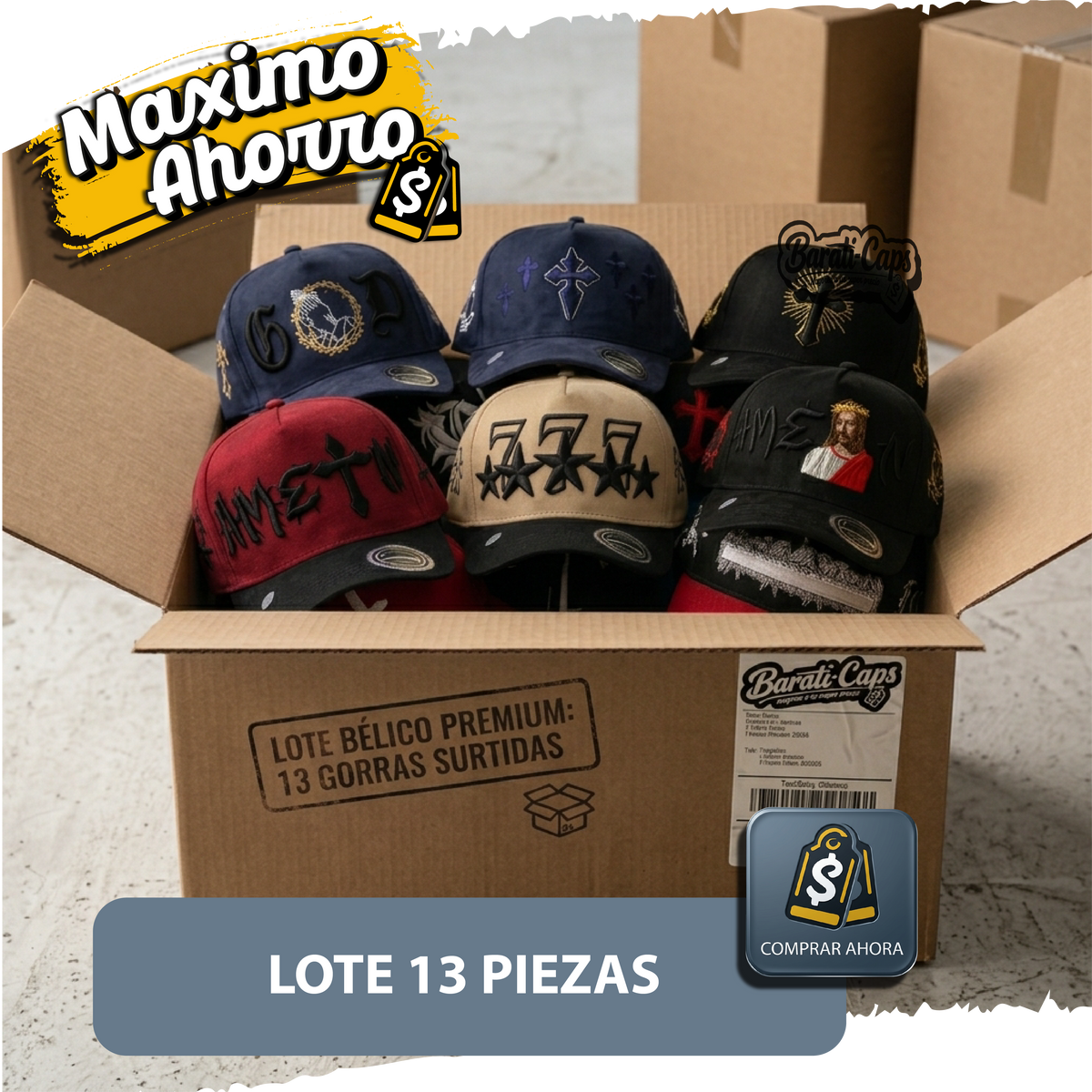 Lote Bélico Premium: 13 Gorras Surtidas (Especialidad Religiosa / Bélica) LTTCP001